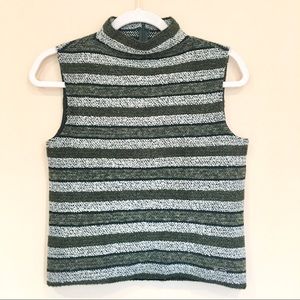 St. John Sport Striped Mock Neck Knit Tank Top
